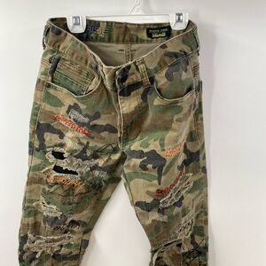 Camo Distressed Patchwork Jeans